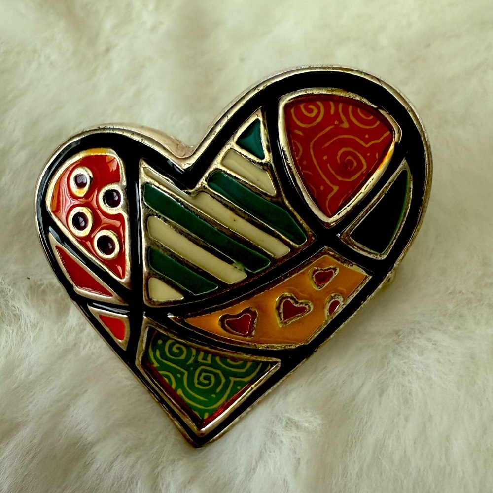 Kole Multi Color Patchwork Stretch Heart Ring